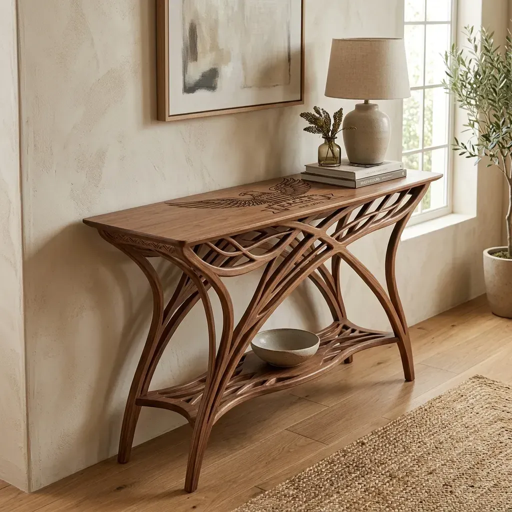 Wooden Console Table Eagle Wildlife Home Decor