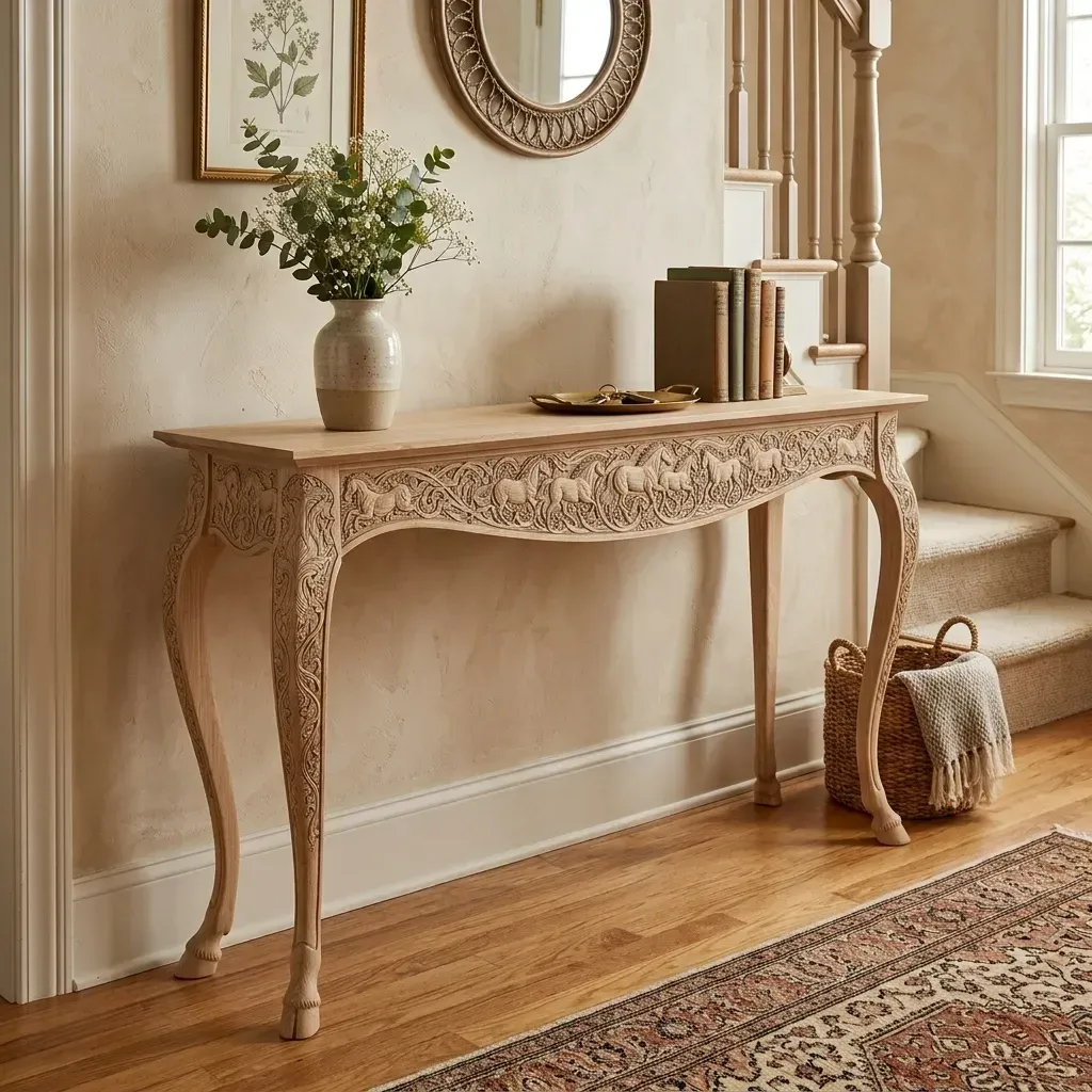 Wooden Console Table Horse Wildlife Home Decor