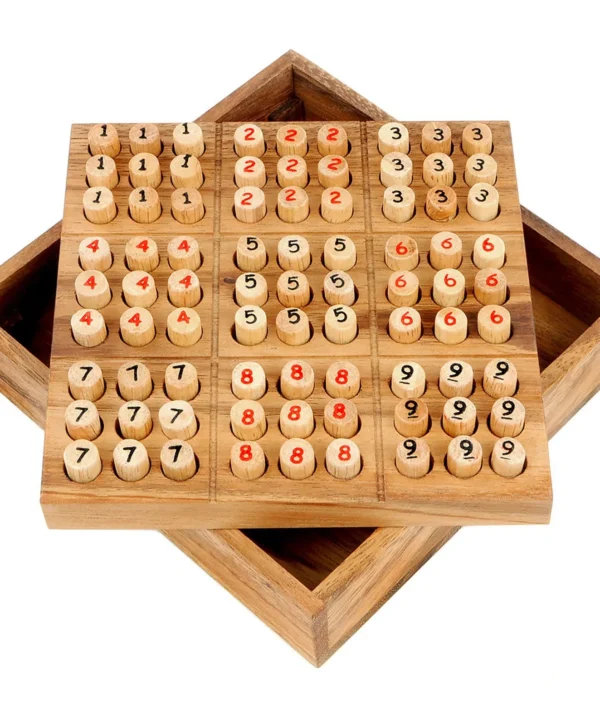 Wooden Sudoku Puzzle Box With Mixed Difficulty Grids