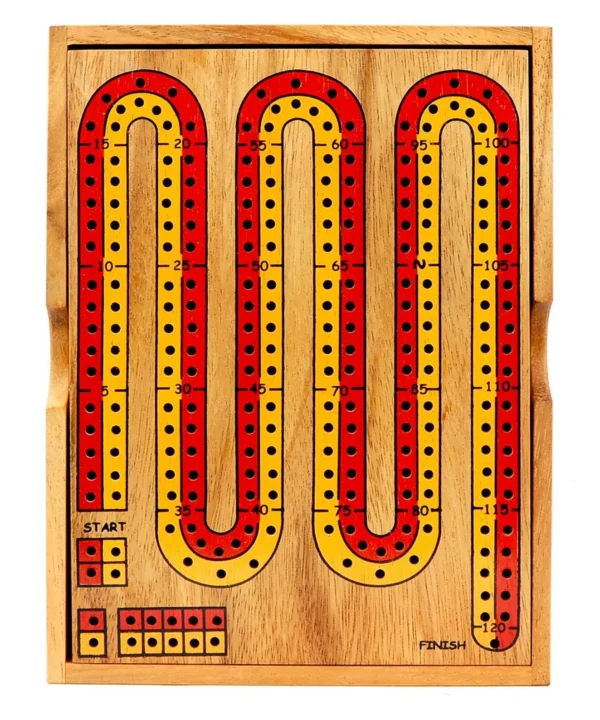 Traditional Wooden Cribbage Board Game With Closing Lid