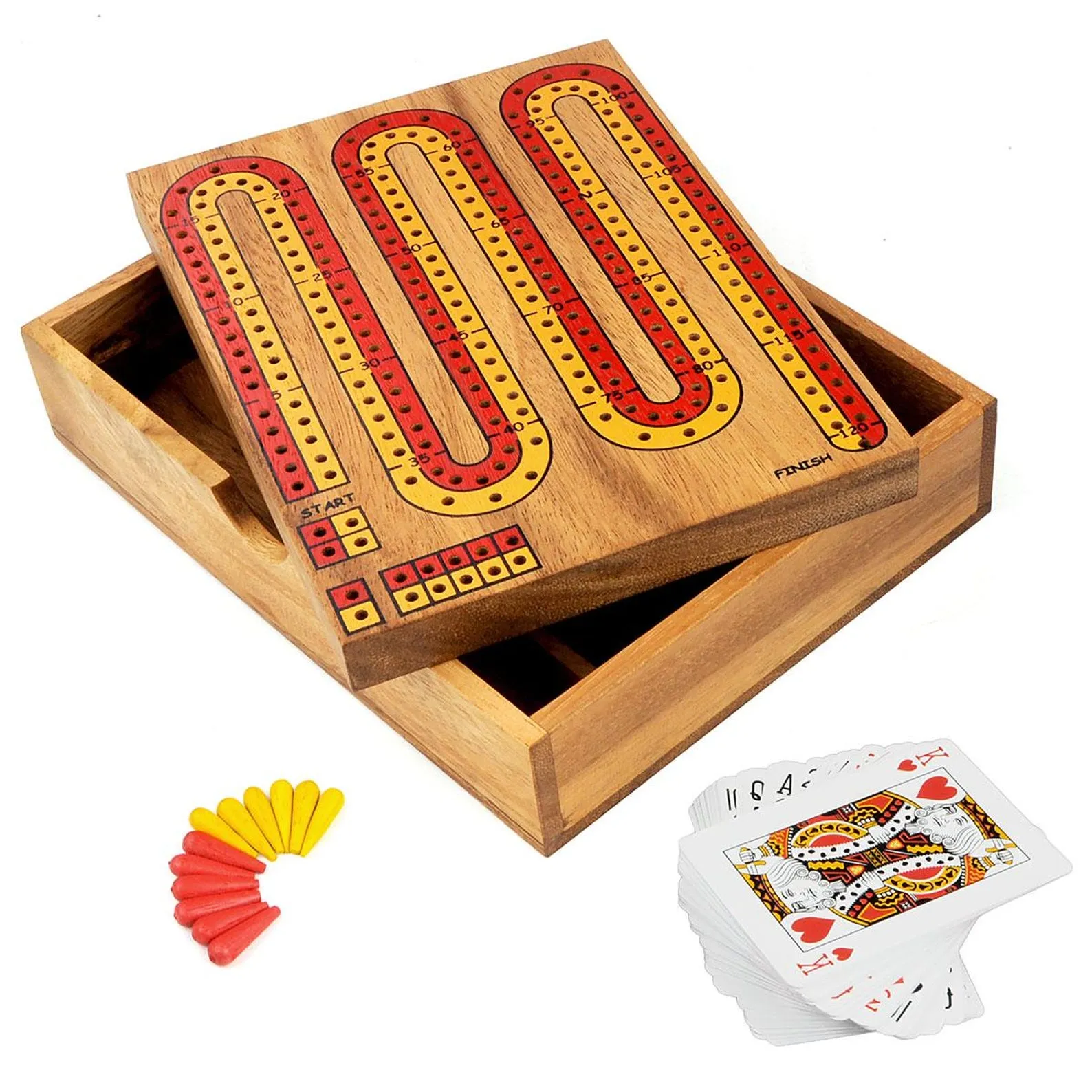 Traditional Wooden Cribbage Board Game With Closing Lid - Image 2