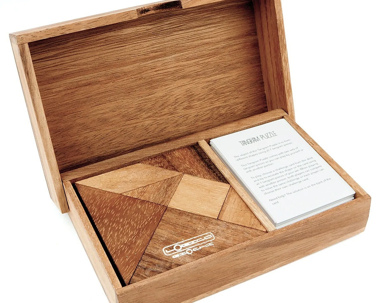 Double Tangram Wooden Pattern Puzzle Set With Challenge Cards - Image 2